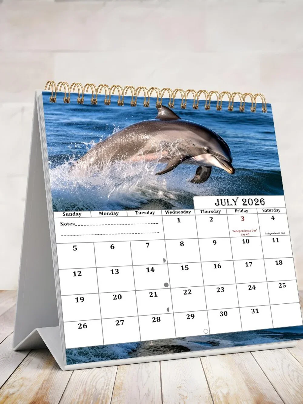 2026-2027 18 Months Standing Flip Desk Calendar Desktop Planner (Dolphins)